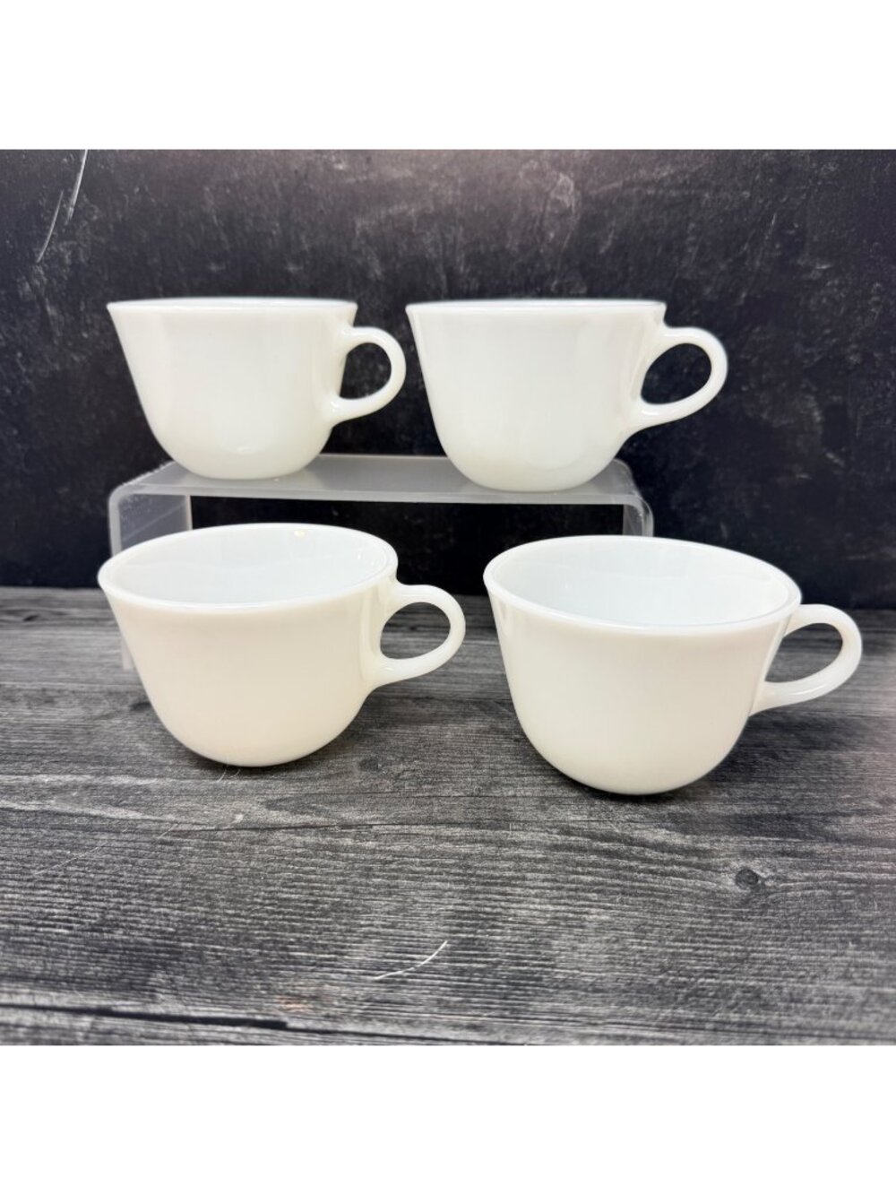 Vintage Pyrex Corning White Milk Glass Coffee Mugs Set Of 4 1970s